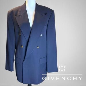 Vintage Givenchy Men's Double BreastNavy Blazer 42R